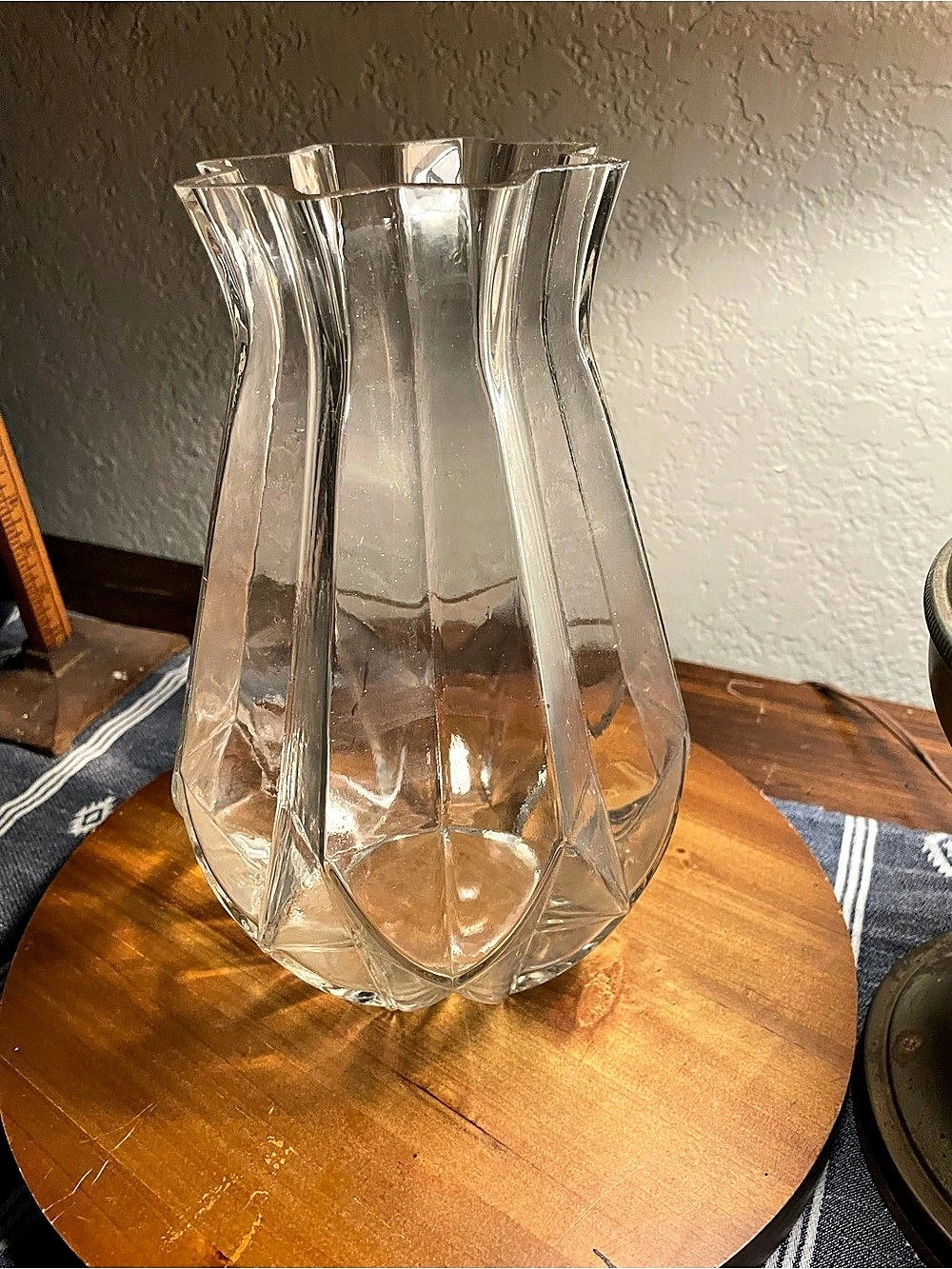 Faceted Geometric Glass Vase